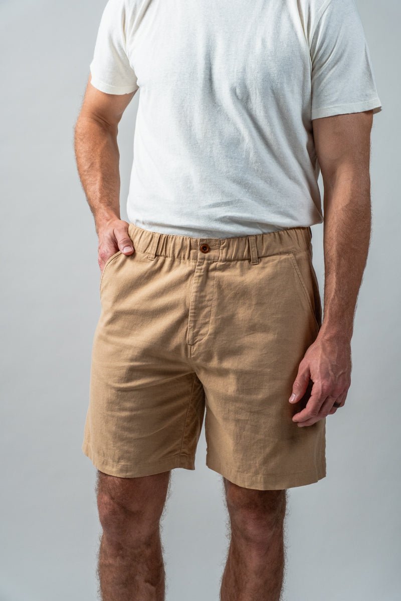 Tan Cotton Linen Field Shorts