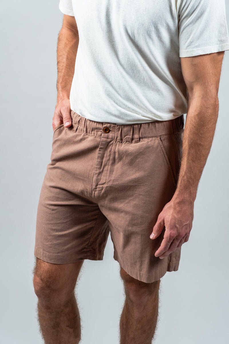 Light Brown Cotton Linen Field Shorts