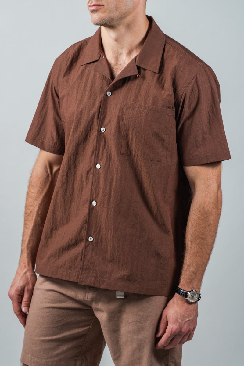 Brown Supima Cotton Camp Collar