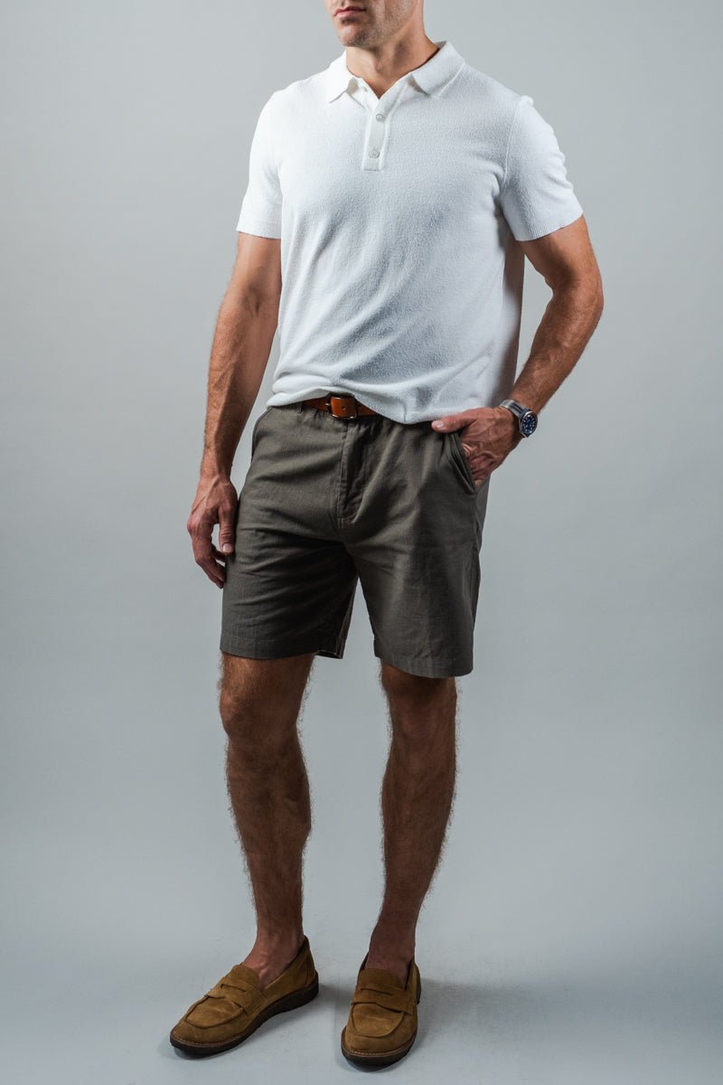 White Boucle Short Sleeve Polo
