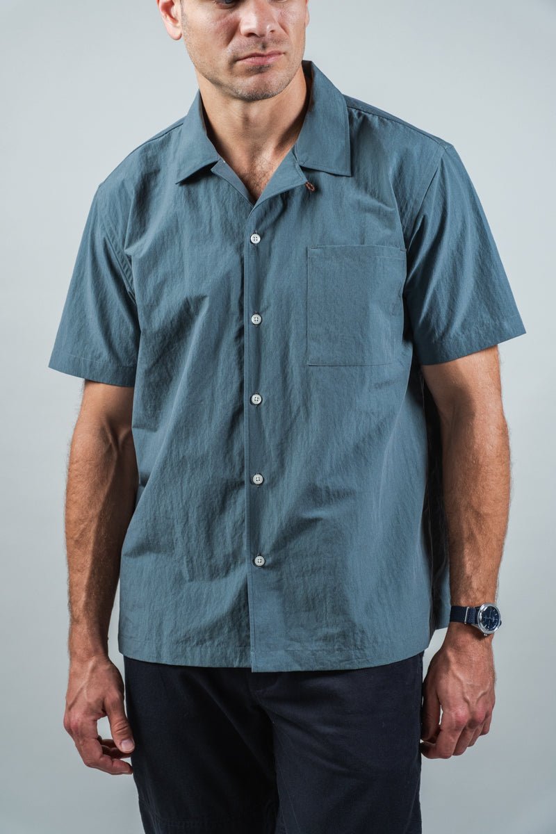 Teal Blue Supima Cotton Camp Collar