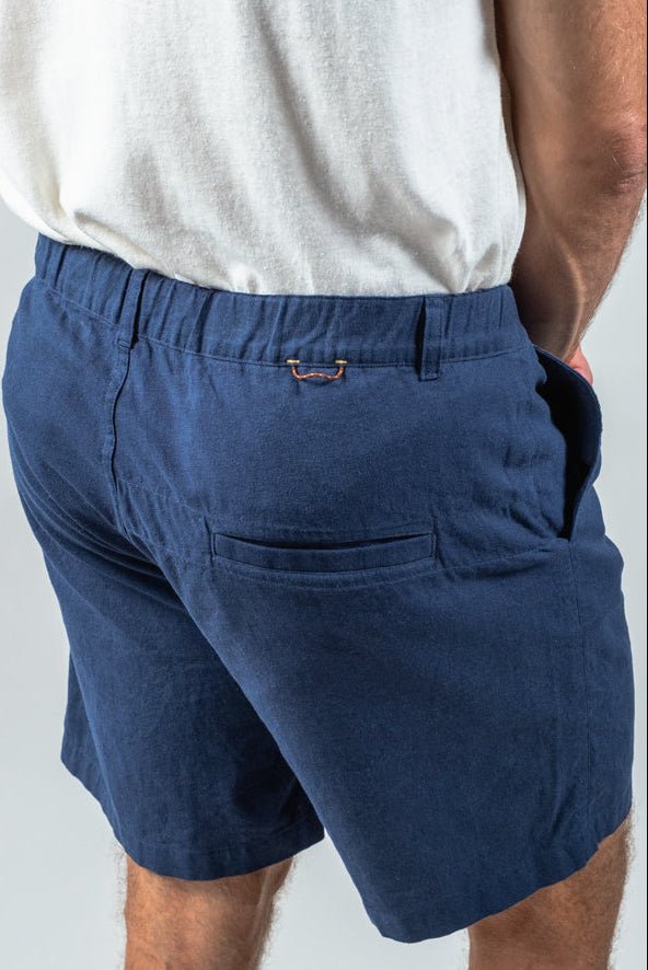 Navy Cotton Linen Field Shorts