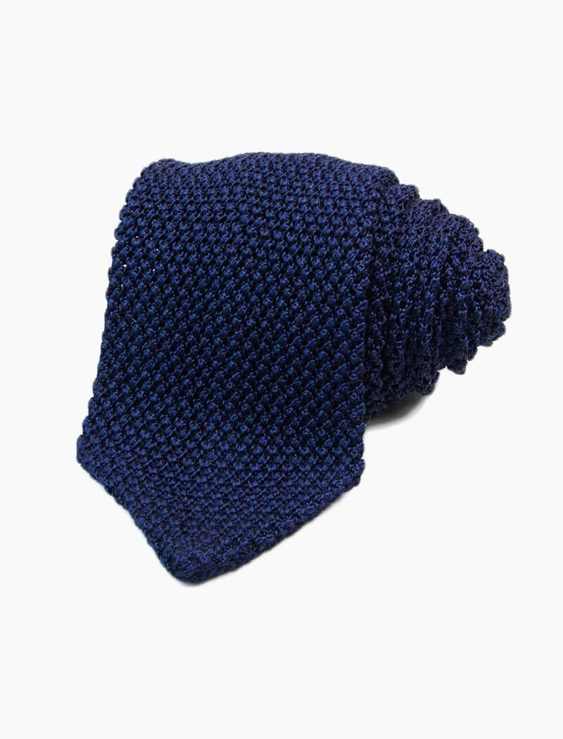 40 Colori - Navy Pointed Jacquard Silk Knitted Tie