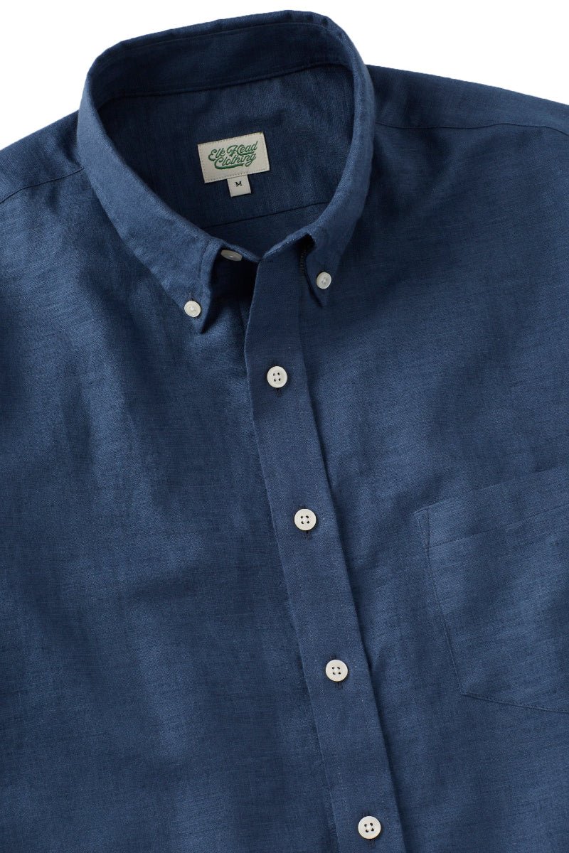 Indigo Blue Cotton Linen Sport Shirt