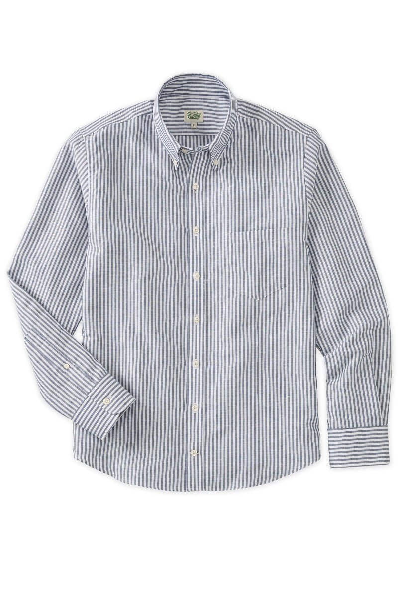 Navy Ivory University Stripe Button Collar
