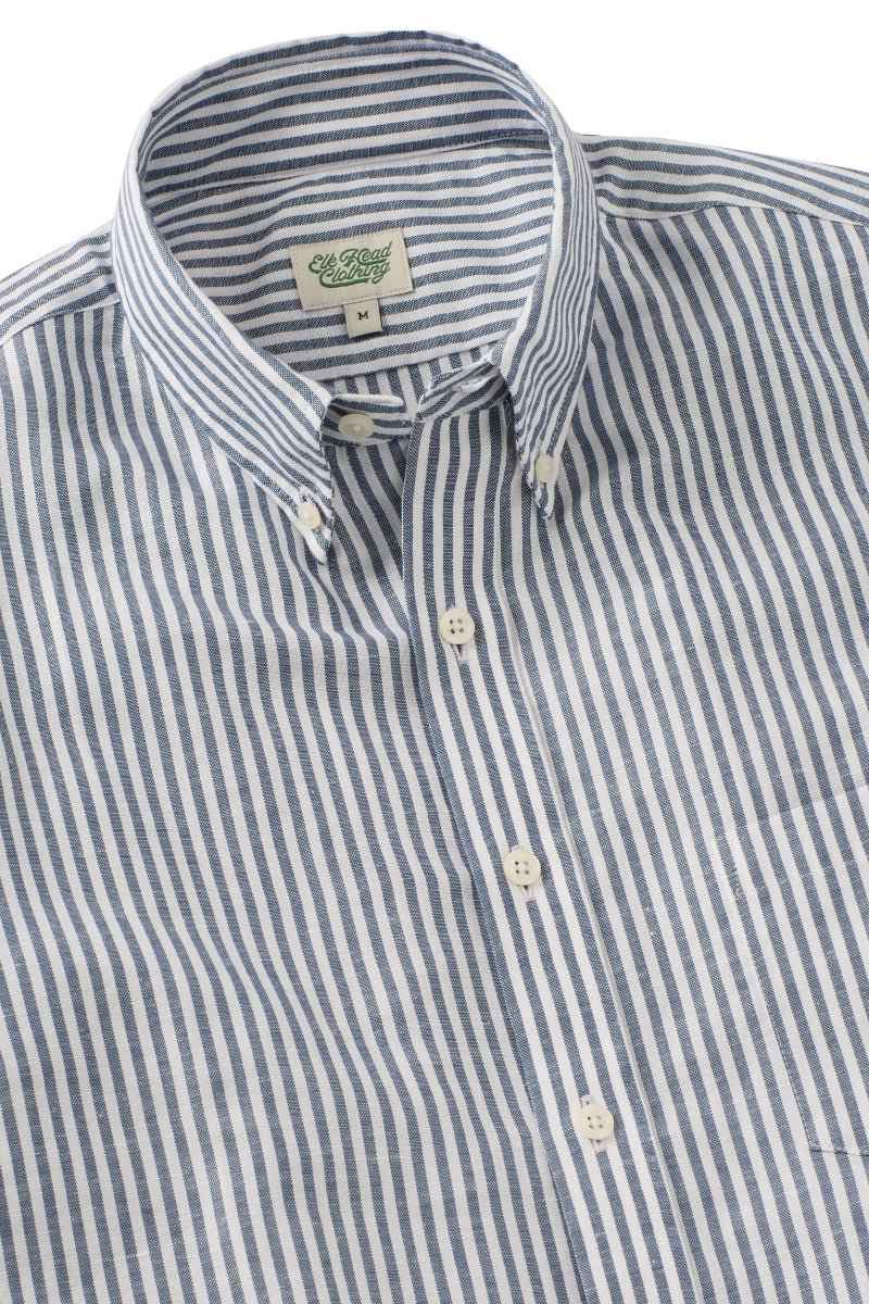 Navy Ivory University Stripe Button Collar