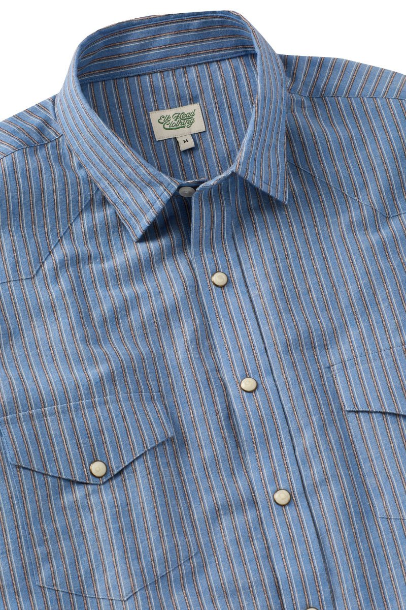 Cotton Linen Ivory Stripe Pearl Snap Western
