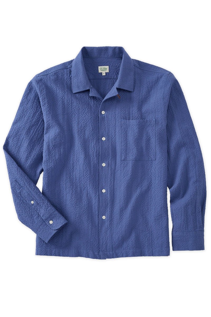 Steel Blue Long Sleeve Camp Collar