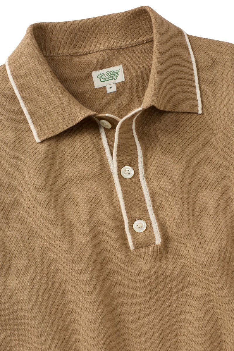 Tan and White Tipped Cotton Polo