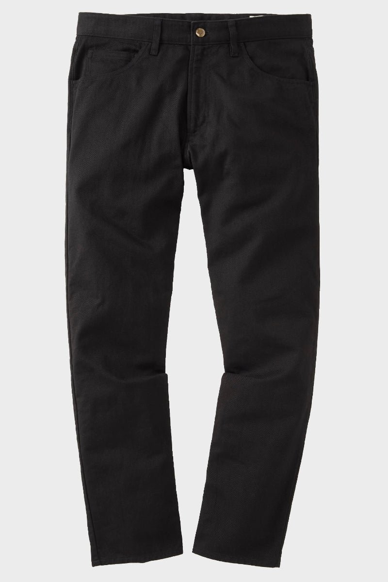 Athletic Straight Fit Japanese Cotton Twill 5-Pocket Pants In Black