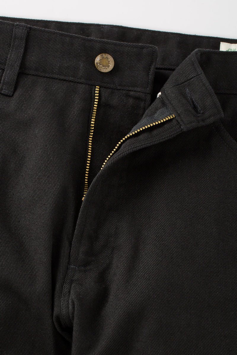 Athletic Straight Fit Japanese Cotton Twill 5-Pocket Pants In Black