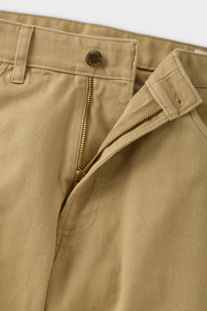 Athletic Straight Fit Japanese Cotton Twill 5-Pocket Pants In Tan
