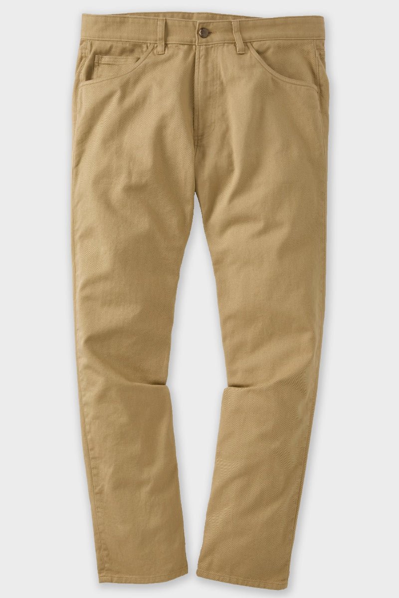 Athletic Straight Fit Japanese Cotton Twill 5-Pocket Pants In Tan
