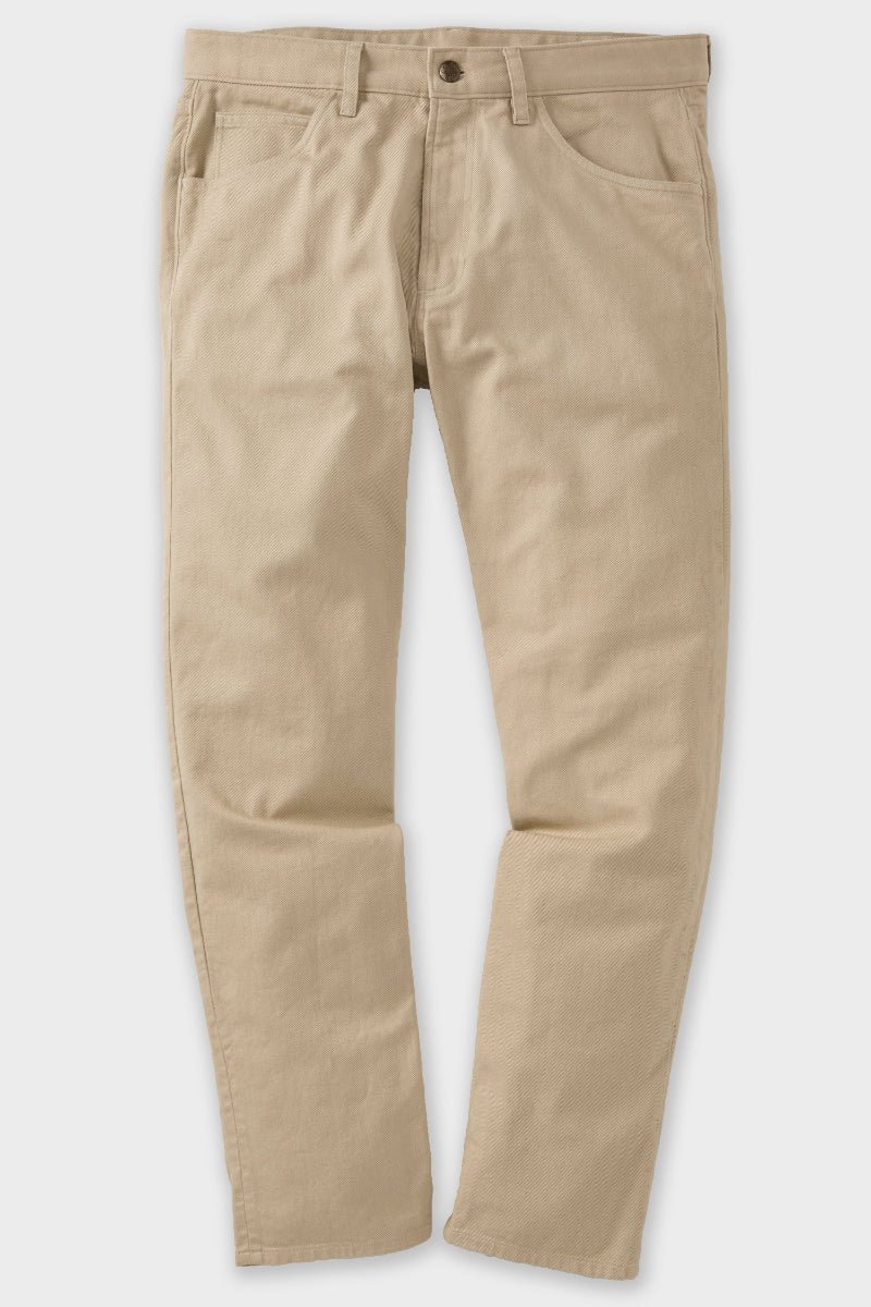Athletic Straight Fit Japanese Cotton Twill 5-Pocket Pants In Stone
