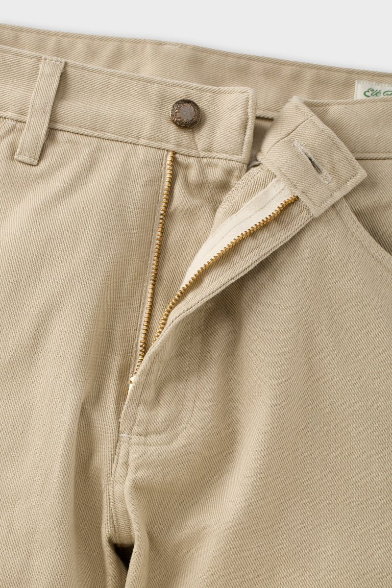 Athletic Straight Fit Japanese Cotton Twill 5-Pocket Pants In Stone