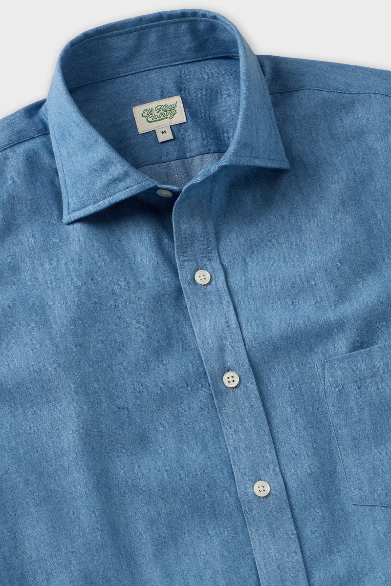 Light Denim Spread Collar