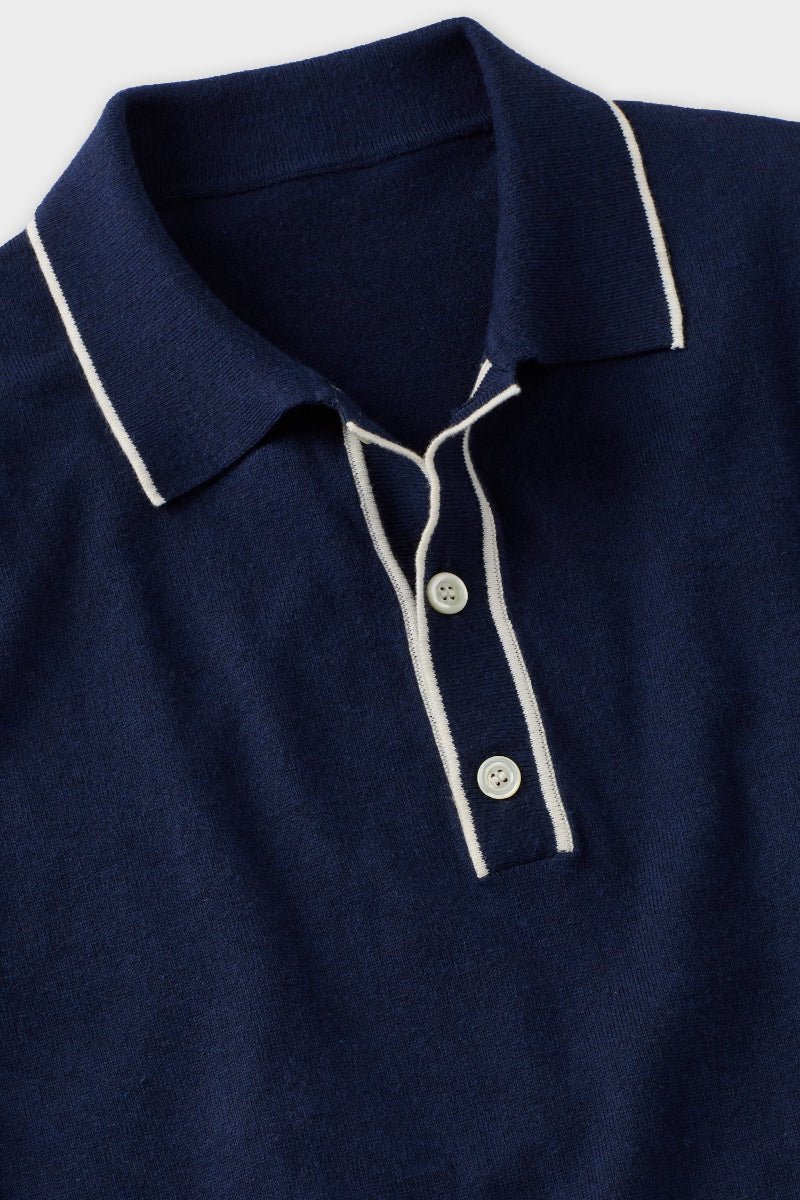 Blue Mélange White Tipped Coton Polo