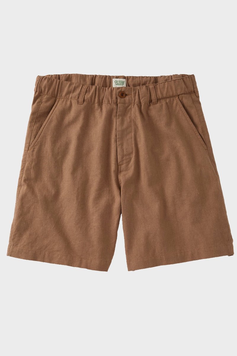 Light Brown Cotton Linen Field Shorts