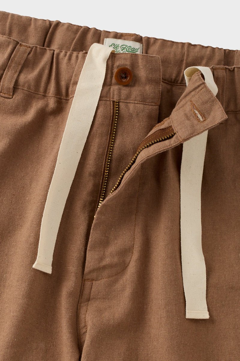 Light Brown Cotton Linen Field Shorts
