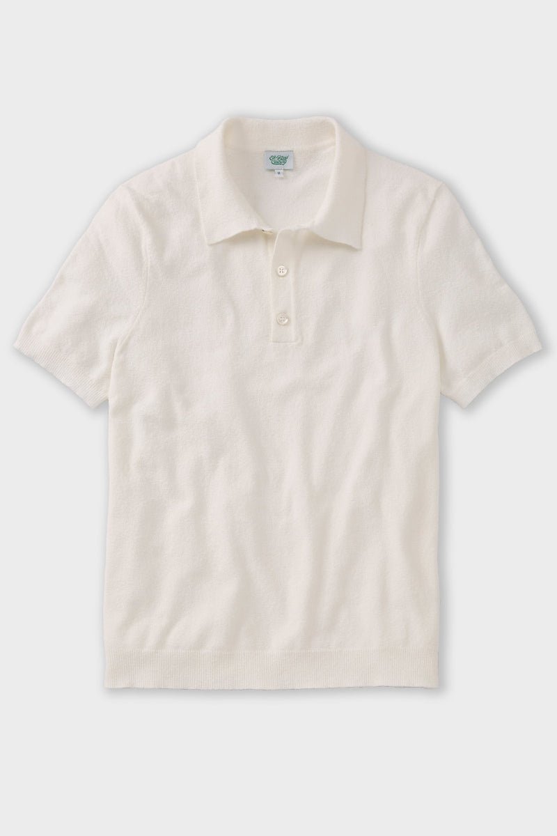 White Boucle Short Sleeve Polo