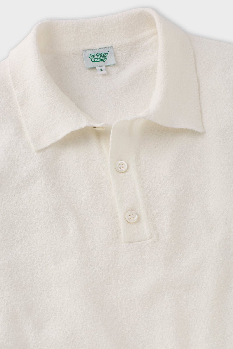 White Boucle Short Sleeve Polo