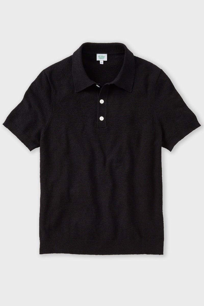 Black Boucle Short Sleeve Polo