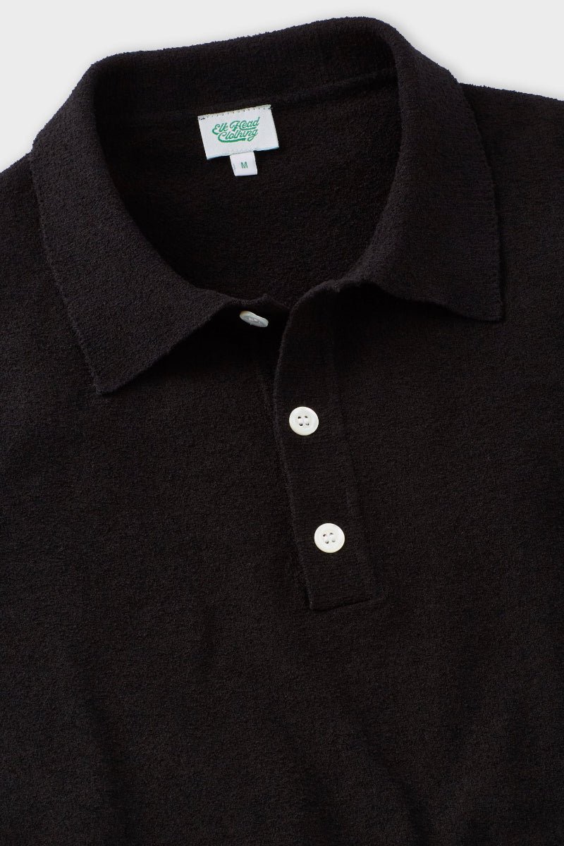 Black Boucle Short Sleeve Polo