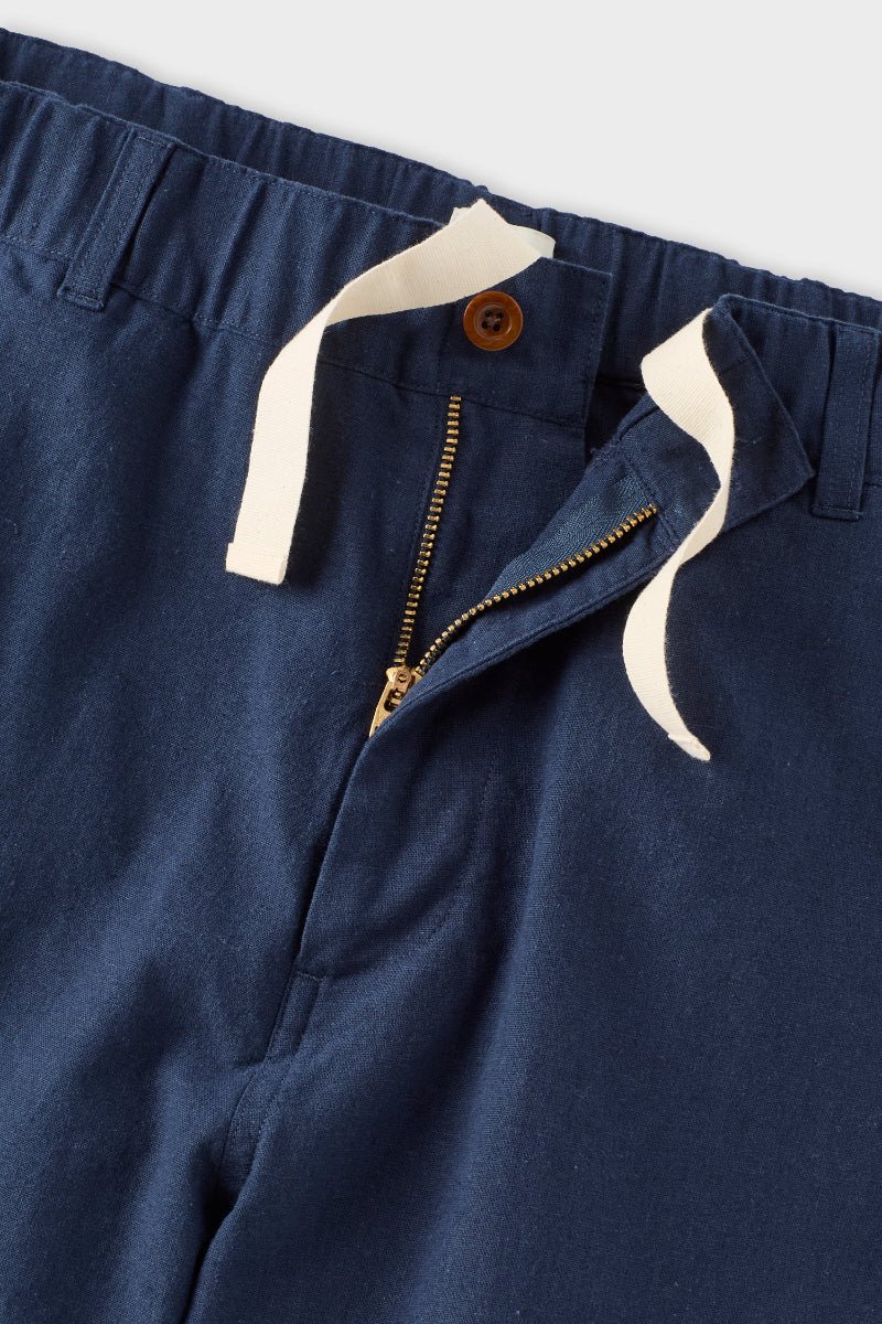 Navy Cotton Linen Field Shorts